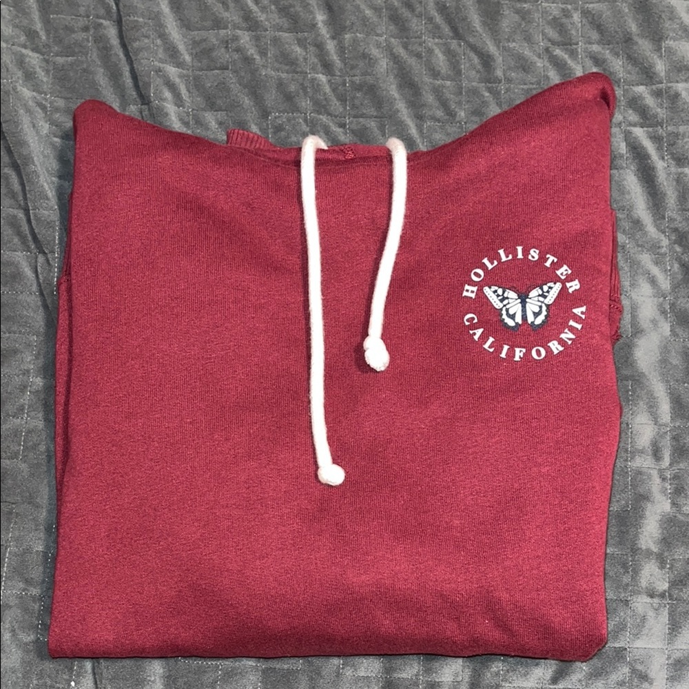 Hollister Maroon Hoodie with White Accents